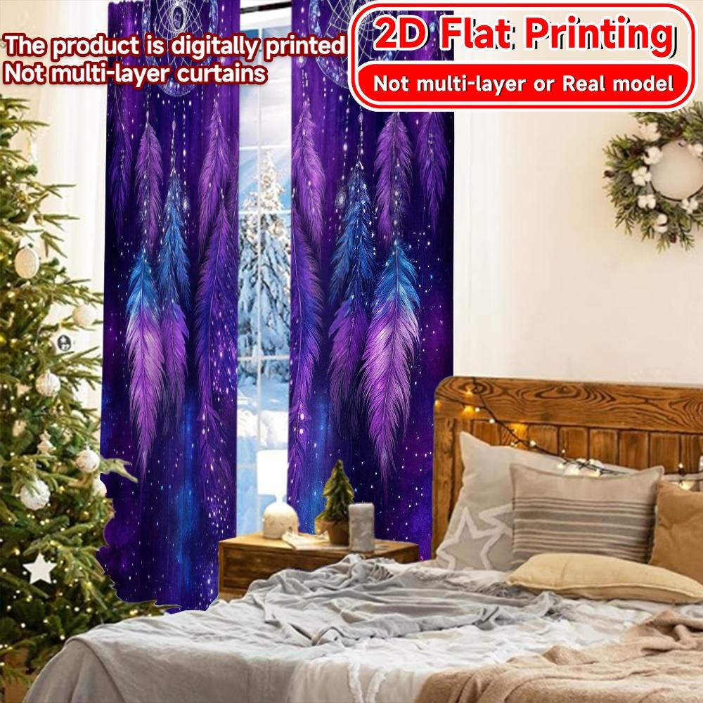 2D Flat Printing  2pcs Mystic Dreamweaver Chic Curtains Digital Printed Durable 100% Polyester Fabric Curtains Decorations Ldeal