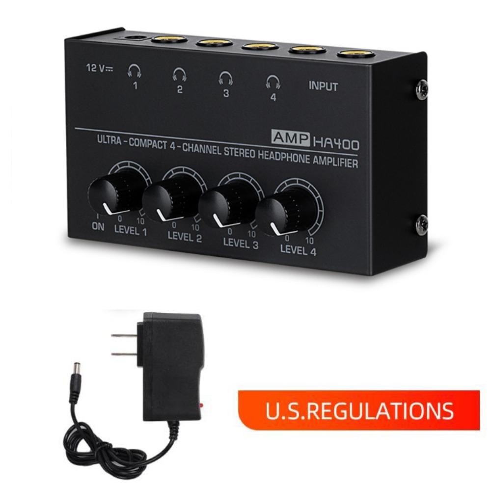 4 Channels Stereo Headphone Amplifier Ultra-Compact With Power Adapter HA400 Headphone Amplifier
