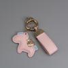 Instant Wealth Leather Keychain with Cartoon Pony Pendant for Couples – Trendy Bag and Car Accessory