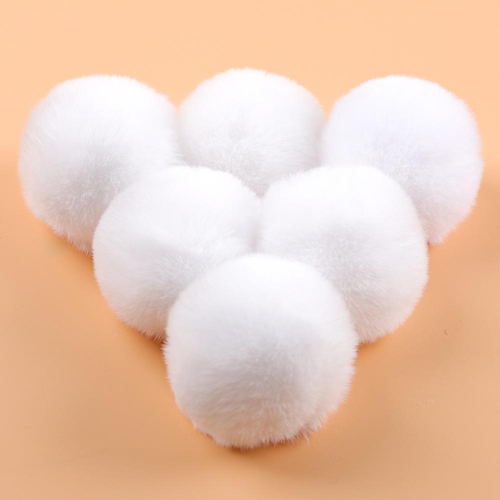 

6 шт. помпонов из искусственного меха кролика 8-10 см, искусственные плюшевые пушистые помпоны для брелоков, шапок, перчаток, подвесок, швейных принадлежностей своими руками 6PCS белый