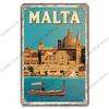 Famous City Landscape Poster Vintage Metal Signs Budapest Malta Sydney Tin Plate Retro Wall Art Decor for Living Room Home
