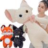 40cm-80cm Kawaii Cartoon Animal Devon Cat Plush Doll Pillow Giant Strip White Black Devon Cat Fox Soft Plush Toy Home Decoration