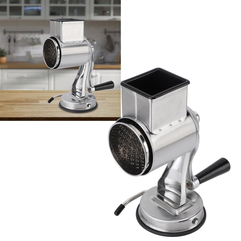 Manual Cheese Grater   Stainless Steel Kitchen Hand Crank Grinder with 5 Interchangeable Blades and Handle for Vegetable Nut Potato