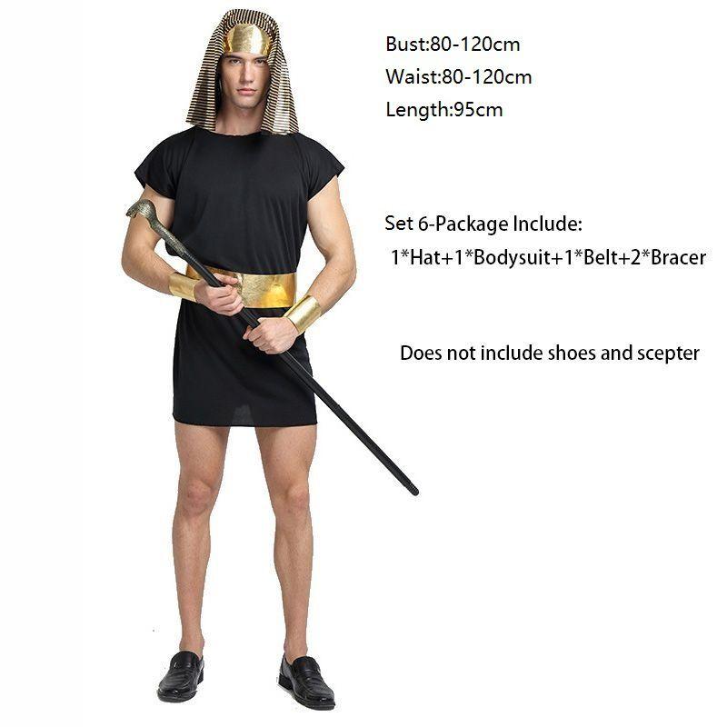 Deluxe Pharaoh Men Egyptian King Costume Desert Prince Queen Fancy Dress Cosplay