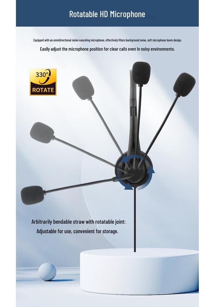 Single-Ear Wired USB Headset with Mic and Customizable Logo