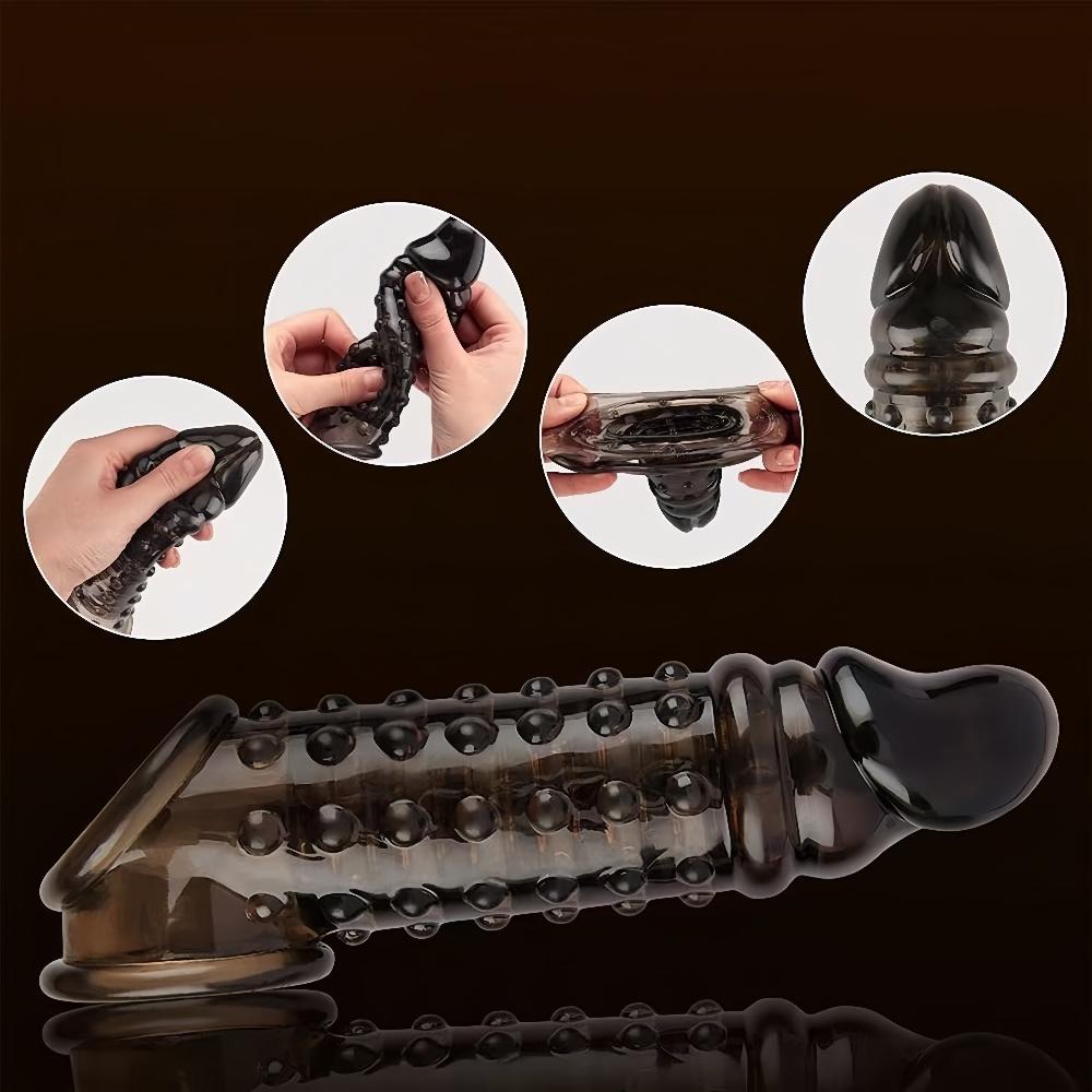 Male Penis Ring Glans Enlargement Extender Delay Ejaculation Silicone Reusable Penis Sleeve Condom Adult Male Erotic Toy
