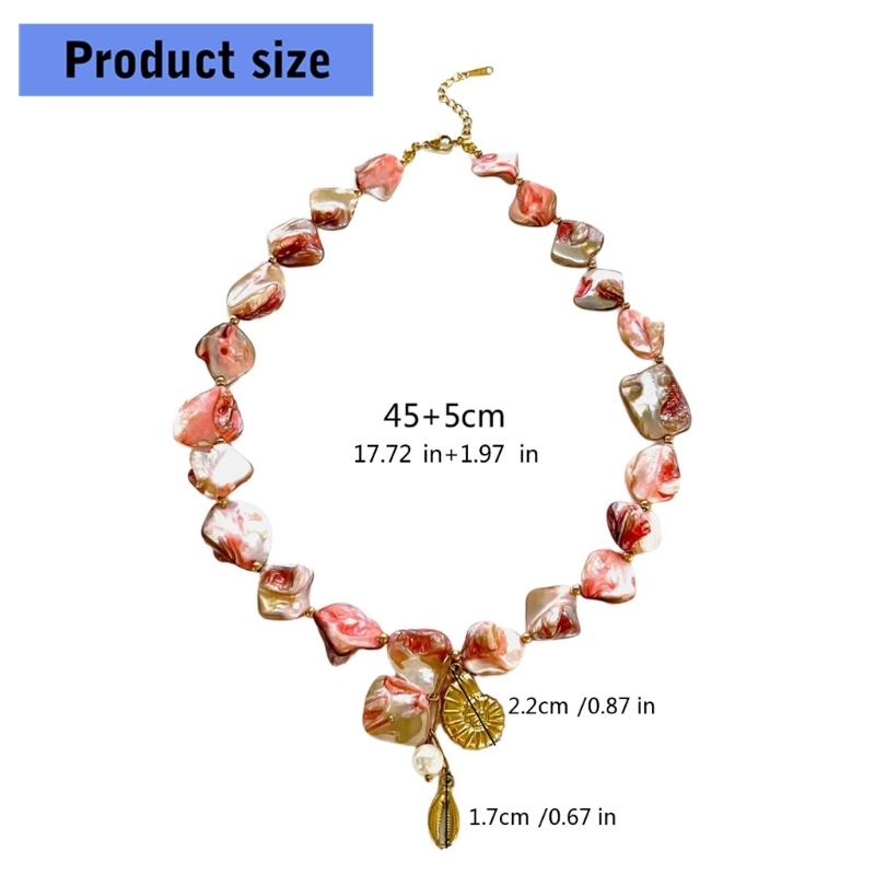 Handmade Imitation Pearls Shell Necklace With Conch Charm Stainless Steel Lightweight Fashion Jewelry Gift