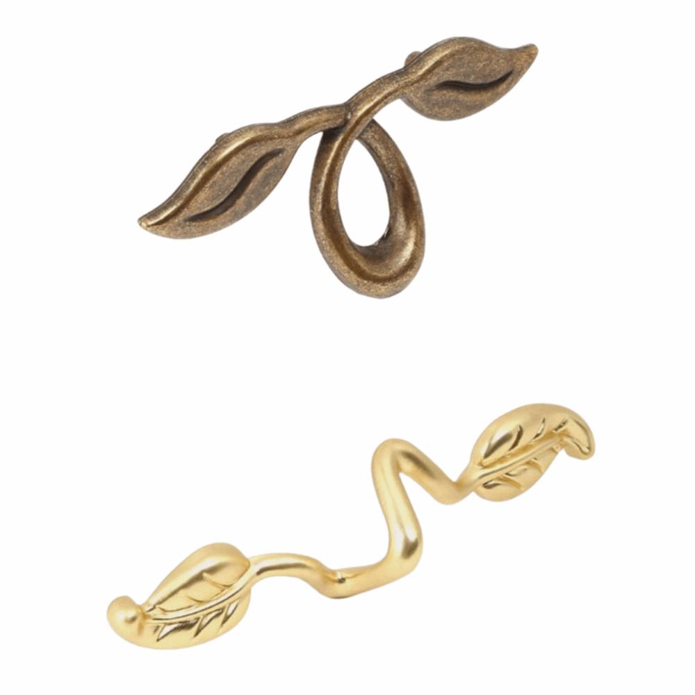 Zink Zink Zinklegierung Vintage Griffe Lochabstand Möbelbeschläge Europäischer Stil Blattform Griffe Kommode