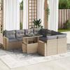 VidaXL Garden Lounge Set with Cushions 9 Pcs Beige Braided Resin 3326290