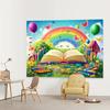 Rainbow Book & Crayons Kids Tapestry, Colorful Butterfly Floral Wall Hanging