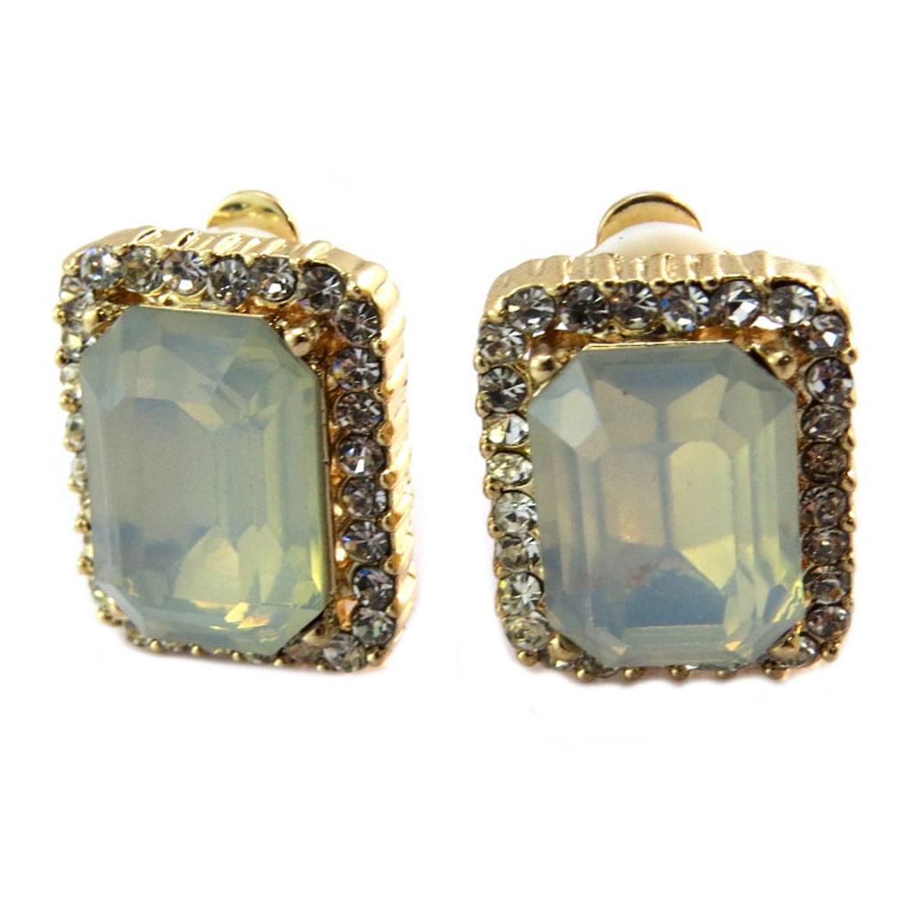 Les Trésors De Lily [P4981] - Designer Clips 'Sissi' Light Green Gold - 18x15 Mm