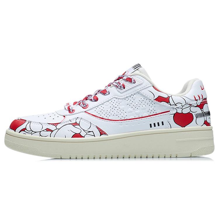 New Disney x LiNing Low-Top Skateboard Shoes Men's White Red AGCS145-1