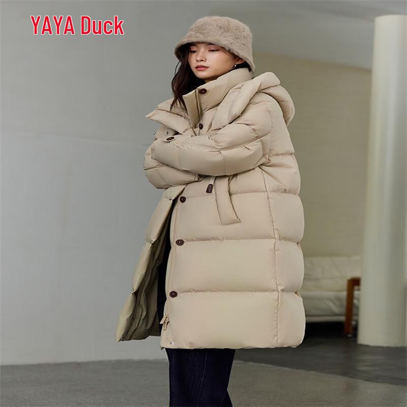 YAYA Women's Long Hooded Down Jacket