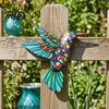 Metal Wall Art Decor Hummingbird Decor, Iron Colorful Bird Fence Decoration, Unique Hanging Sculptures Outdoor Sculpture Ornaments for Garden