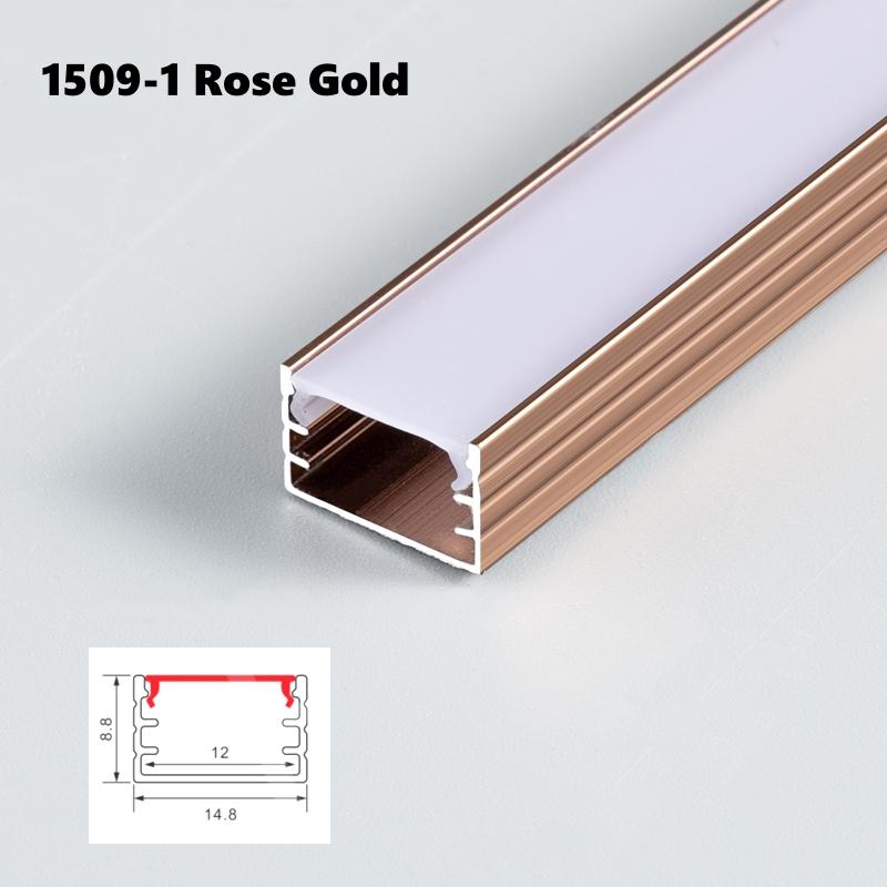 0.5/1m Rose Gold U/W Style LED Aluminum Profile Milky Cover Bar Lamp Cabinet Closet Background Corridor Decor Linear Strip Light