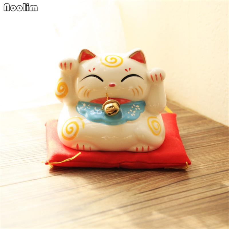 

Керамическая копилка «Счастливый кот» – Фарфоровая фигурка кота удачи NOOLIM для домашнего декора и подарка по фэн-шуй белый