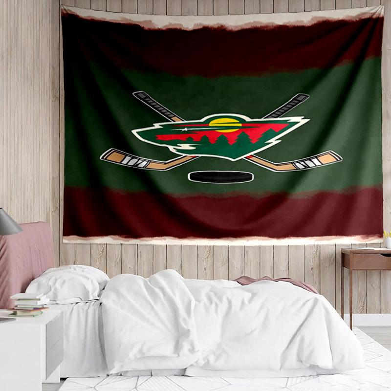 1PC Minnesota Hockey Team Tapestry Accessories Playroom Tapestry, for Bedroom,Livingroom, dormitory Room Wall Decor Fan Birthday Gifts