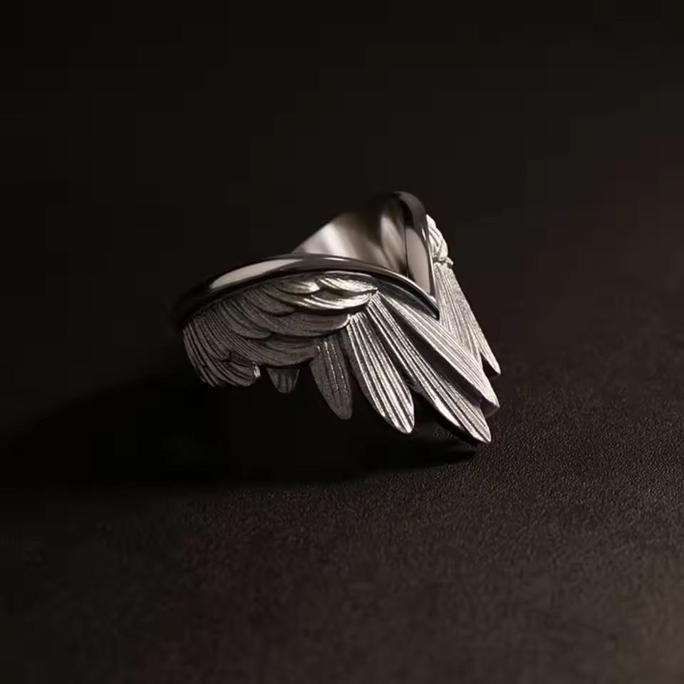 Retro Angel Wings Ring For Women Girls Punk Gothic Adjustable Open Ring Handmade Designer Jewelry Accessories Gift E783