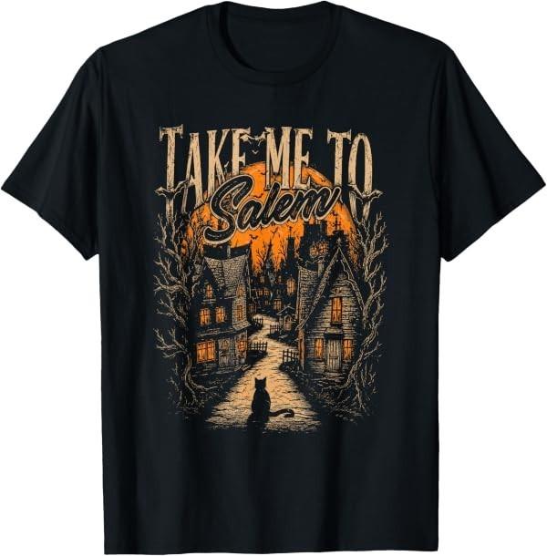 Take Me to Salem Vintage Halloween Artwork T-Shirt