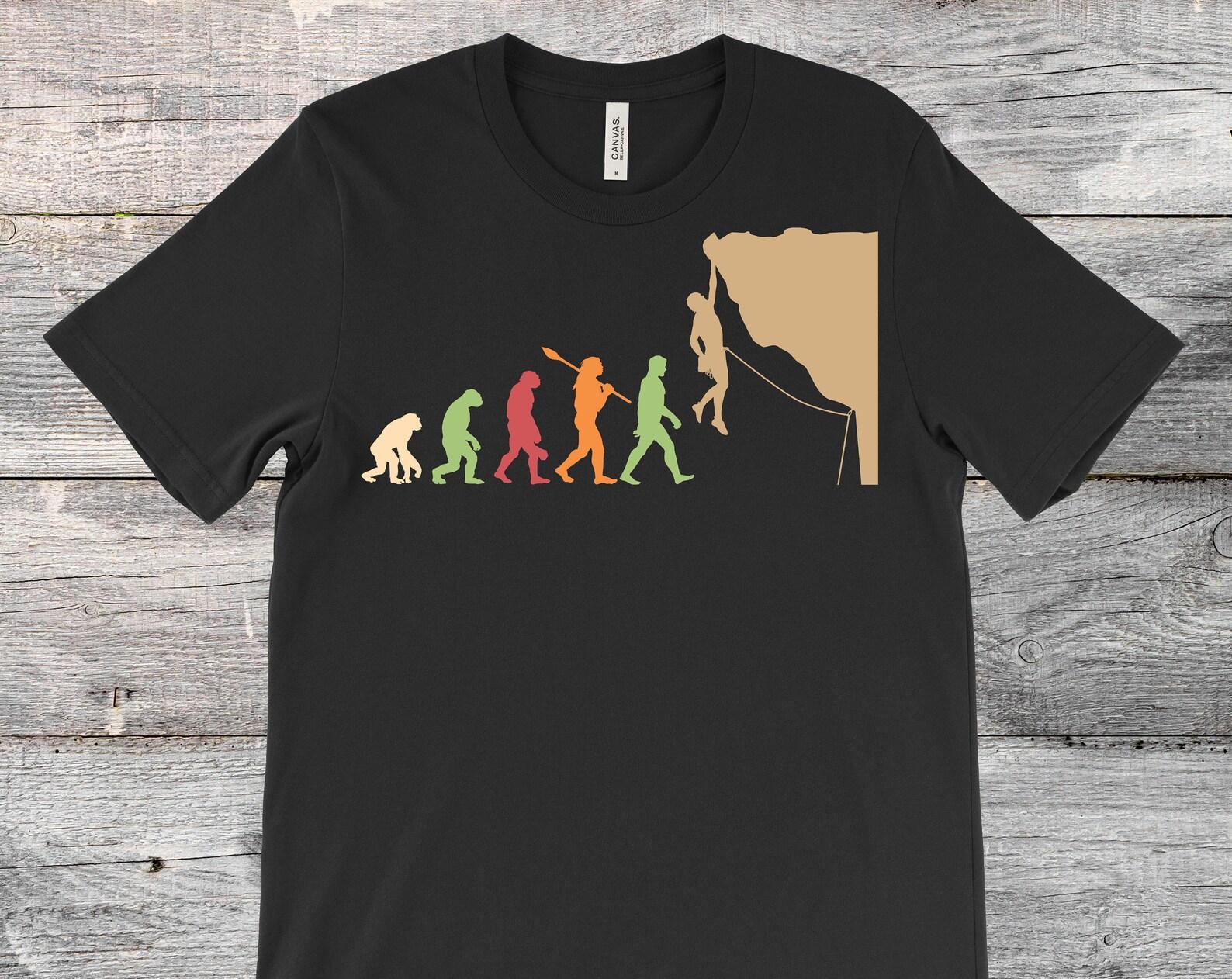 Climbing Evolution Funny T-Shirt, Gift For Climber Bolder Boulder, Mountain Climb Bouldering Rock Walls Indoors Outdoors Lover Present Tees, 120