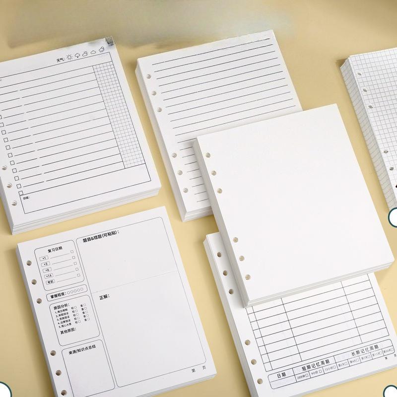 A7 Square Loose Leaf Notebook Refill Spiral Binder Inner Page Grid Blank Line Diary Agenda PlannerSchool Stationery