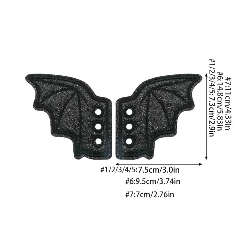 PU Leather Bat Wing Shoe Charm Halloween Footwear Decoration Accessories For Sneakers Boot Skateboard And Running Shoe