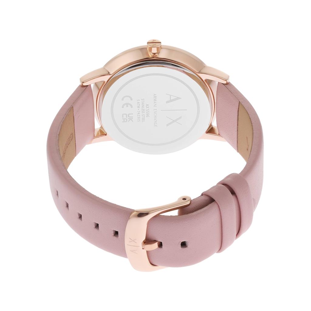 Armani Exchange Three-Hand Pink Leather Watch & Bracelet Set