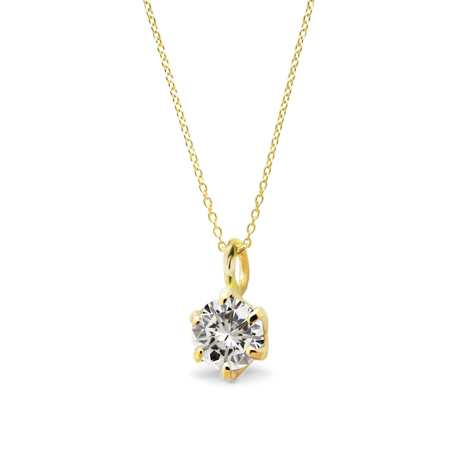 

Miwahouseki April Birthstone Diamond Carat Yellow Gold Solitaire Necklace 0.1 [YG0683DIA]