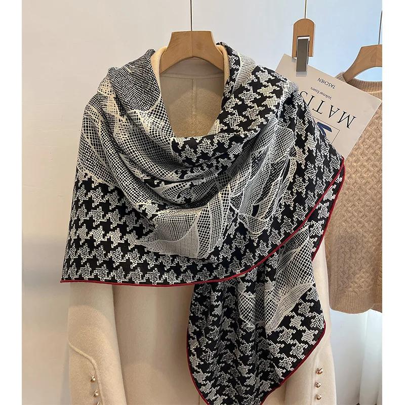 130 CM Silk Wool Scarf Women's Large Square Scarf Silk Scarf New Cashmere Versatile Shawl Thin