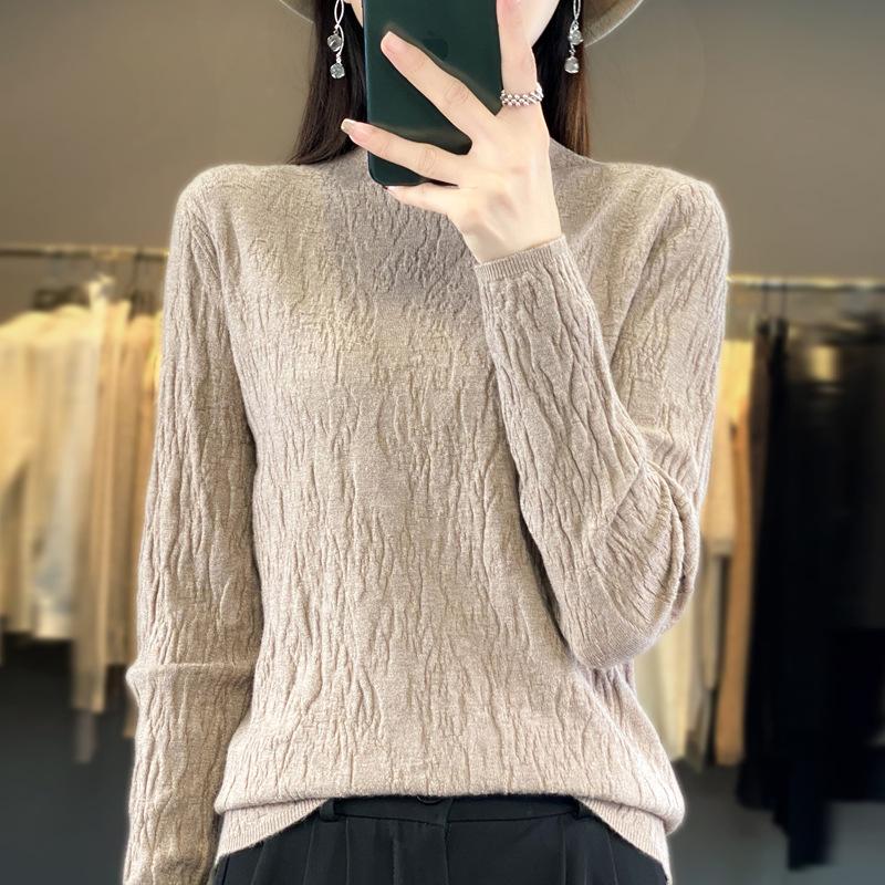 Yyfs Womens Fashion Casual Solid Color Print Autumn Winter Long Sleeve Half Turtleneck Sweaters