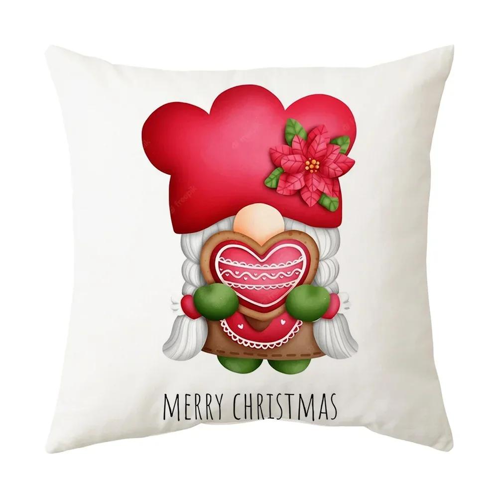 

Напечатанная Рождественская наволочка с мультяшным Санта-Клаусом и елкой, Счастливого Нового года, для дома, подарок, настраиваемая 66x66cm бордовый