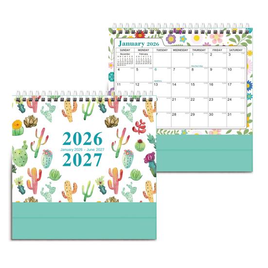 2026-2027 Floraler Schreibtischkalender Spiralbindung Januar bis Juni 18 Monate Monatsplaner Heim Büro