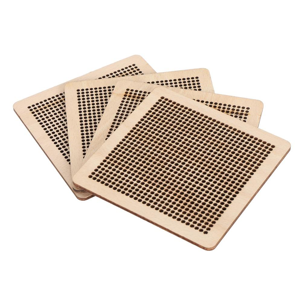 4pcs Hollow Design Needlepoint Board Set Wooden Embroidery Stitch Board For Crafters