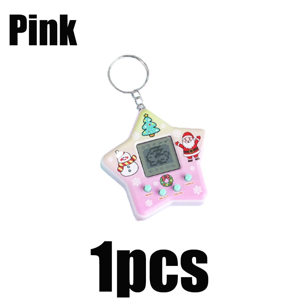 1pc Handheld Game Console Toy CHristmas Keychain Originality Star Shaped Electronic Pet Backpack Pendant Decor Gift