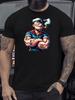 Popeye Graphic Print T-shirt, Short Sleeve Crew Neck Casual Top for Summer & Spring T-shirt for Men