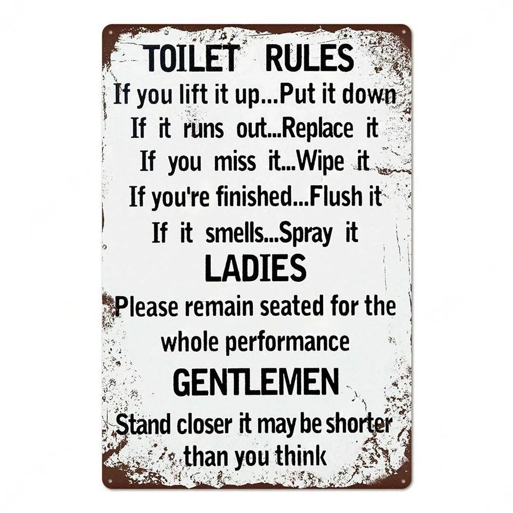 Vintage Toilet Sign Funny Metal Tin Sign Plaque WC Lavatory Toilettes Wall Art Bar Club Bathroom Restroom Toilet Wall Decoration