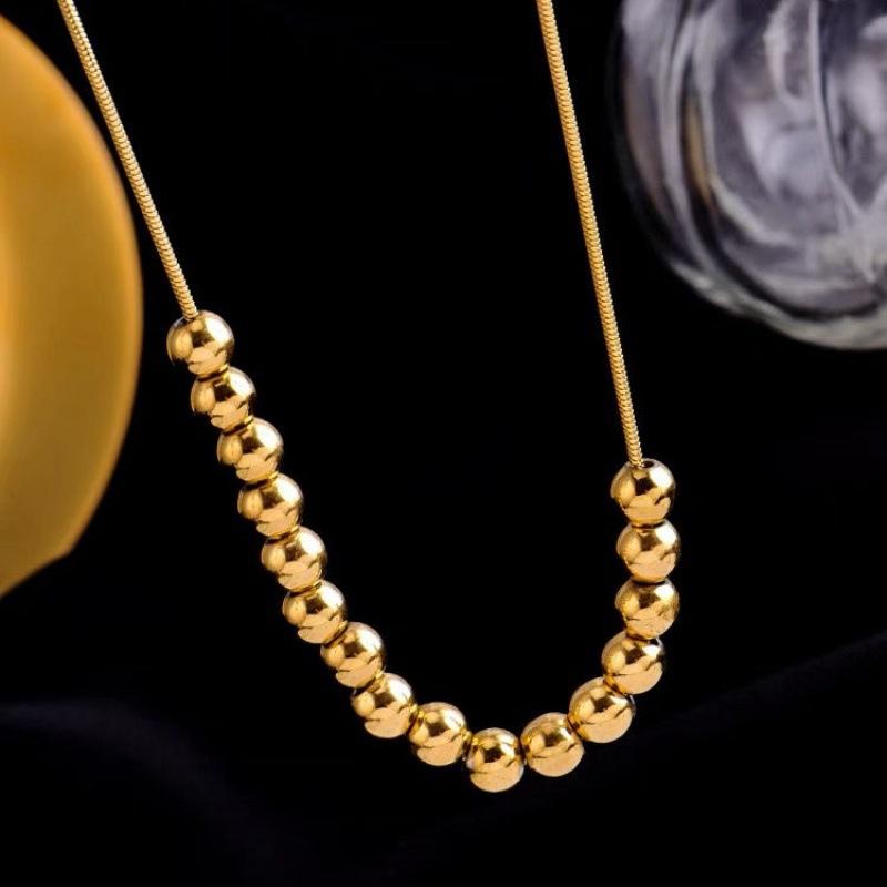 2024 New Metal Ball Pendant Stainless Steel Gold colour Necklace Simple  Party Temperament Accessories For Woman Girl Nec
