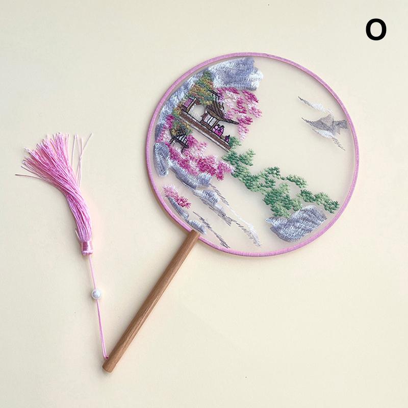 Chinese Ancient Style Round Fan Silk Embroidered Cheongsam Fan Dance Performance Photography Props Home Decor
