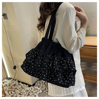 Simple Design Casual Tote Bag Women's 2025 Summer New Large-capacity Lace Canvas Bag