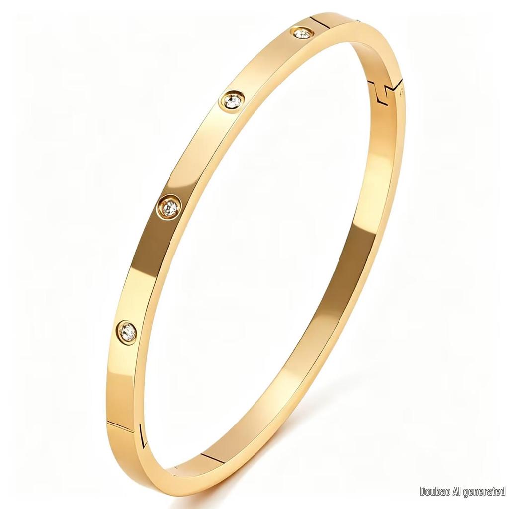 Stylish Ten Diamond Titanium Steel Couple Bracelets with Zirconia - Non-Fading, Trendy, Bestseller.