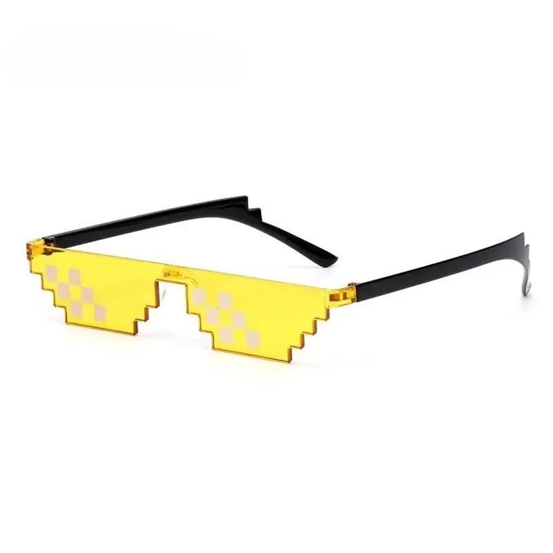 NEW Design Funny Mosaic Sun Glasses Thug Life Sun Eyeglasses Pixel Black Retro Style Gamer Robot Sun Glasses Birthday Party Cosplay Favors