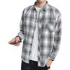 Men's Long-Sleeve Shirt, Autumn And Winter Loose Fit, Trendy Plaid Casual Shirt Jacket, White, Size L