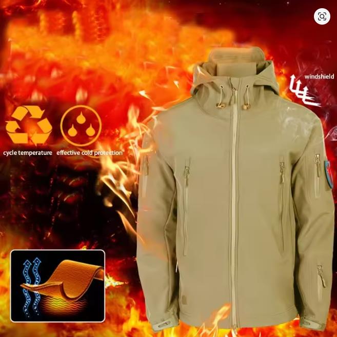 Herren Winter Herbst Softshell Fleecejacken Wasserdicht Outdoor Angeln Wandern Jagd Thermisch Camping Cargo Mäntel Warm