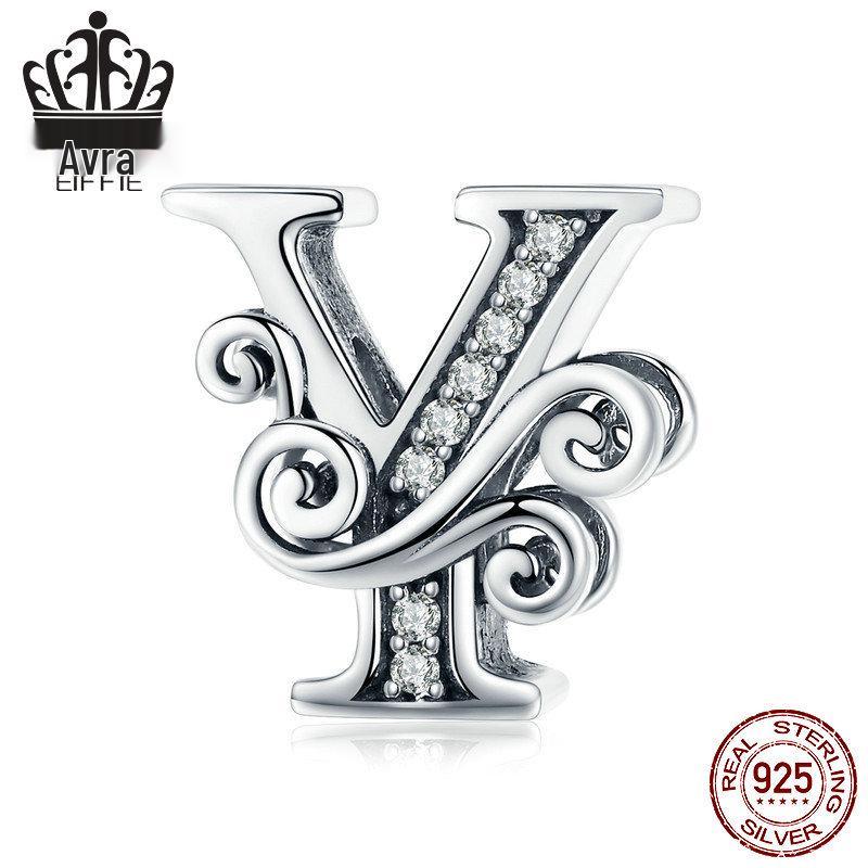 Avle 925 Sterling Silver English Letter Beaded Bracelet Beads