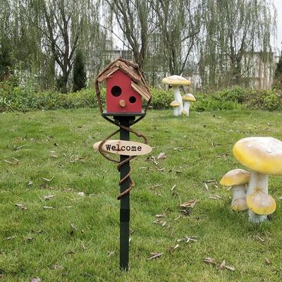 House Stakes Style Weatherproof Bird Resting Place Decorative Birdhouse Patio Lawn Backyard