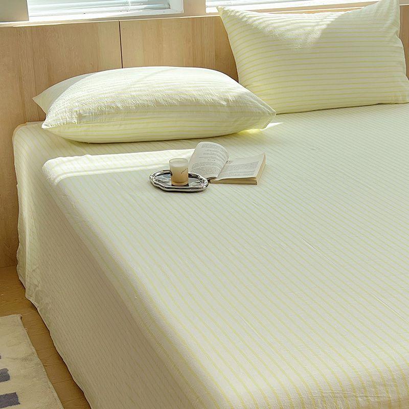Japanese Thin Striped Washed Cotton Thick Bed Sheet, Bedding Set for Student Single Dormitory