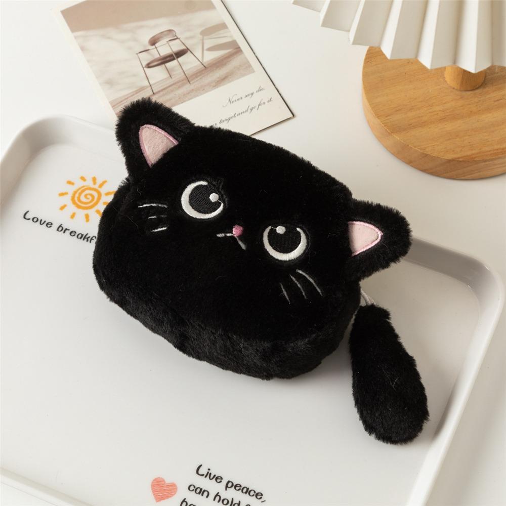 Gift Cat Shape Coin Purse Soft Plush Zipper Closure Earphone Keychain Bag Cute Mini Lipstick Pouch for Kids
