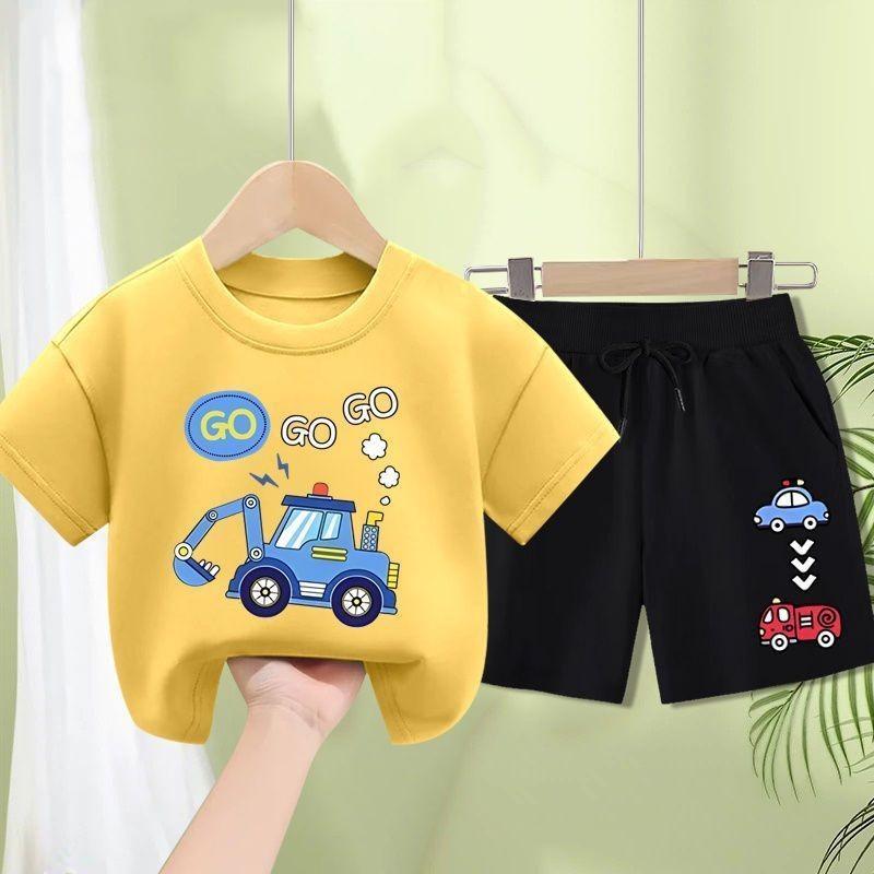 Boys' summer clothes, boys' short sleeved set, new style, fashionable summer children's clothing for little boys