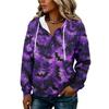 Women's Fashion Hooded Button Front Halloween Print Sweatshirt