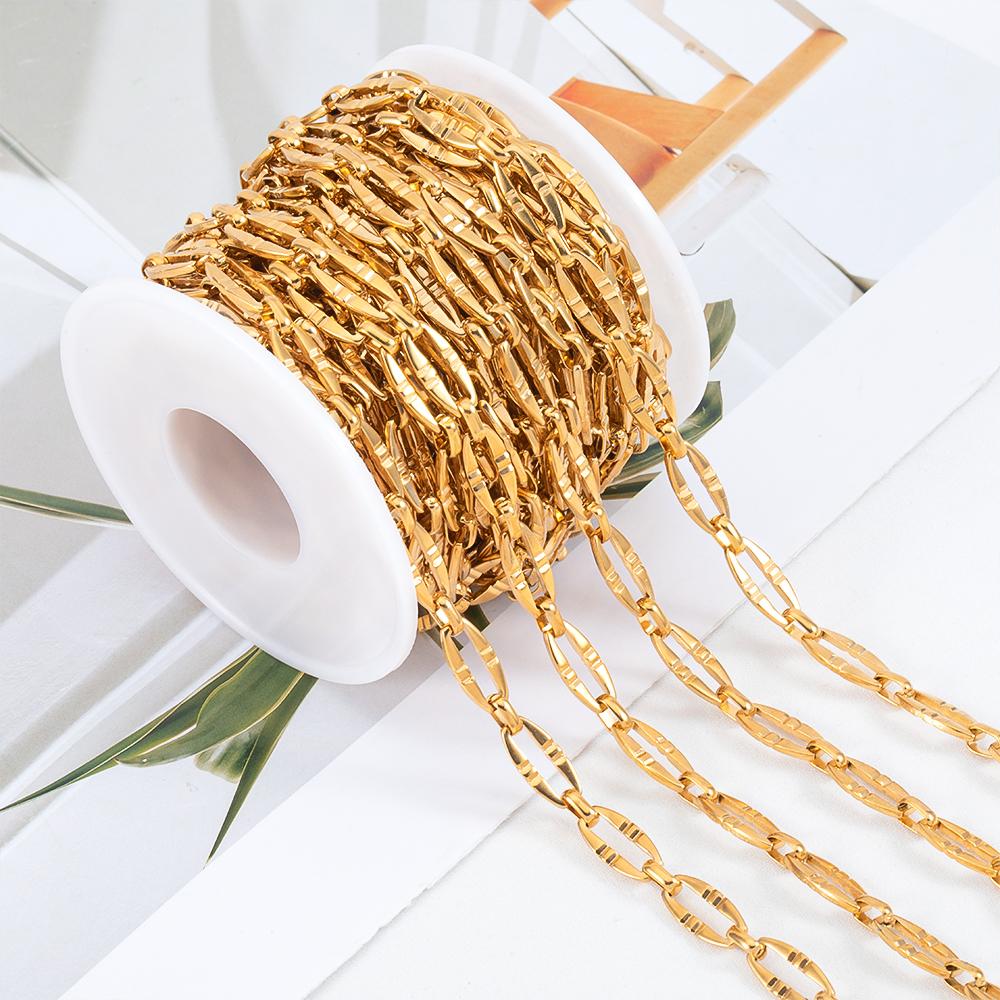 No Fade 1Meter Stainless Steel Gold & Silver Color Twist Stick Link Chain Bulk Chains for DIY Necklace Bracelet Jewelry Making